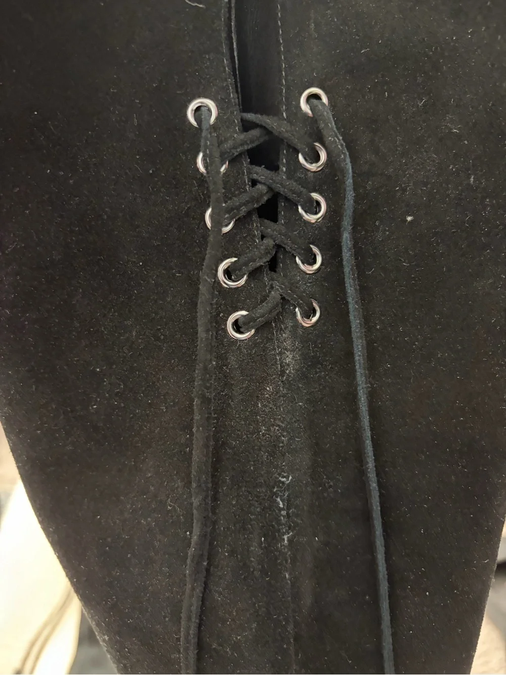 Vince Camuto Black Suede Over-the-Knee Tassel Lace-Up Boots